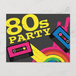 80s party invitation postcard