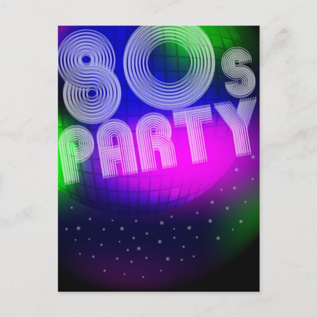 80s Party Invitation Postcard (Front)