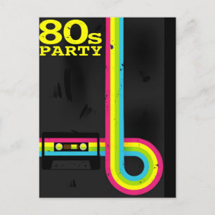 80s party invitation postcard