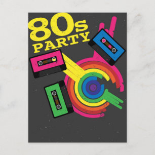 80s party invitation postcard