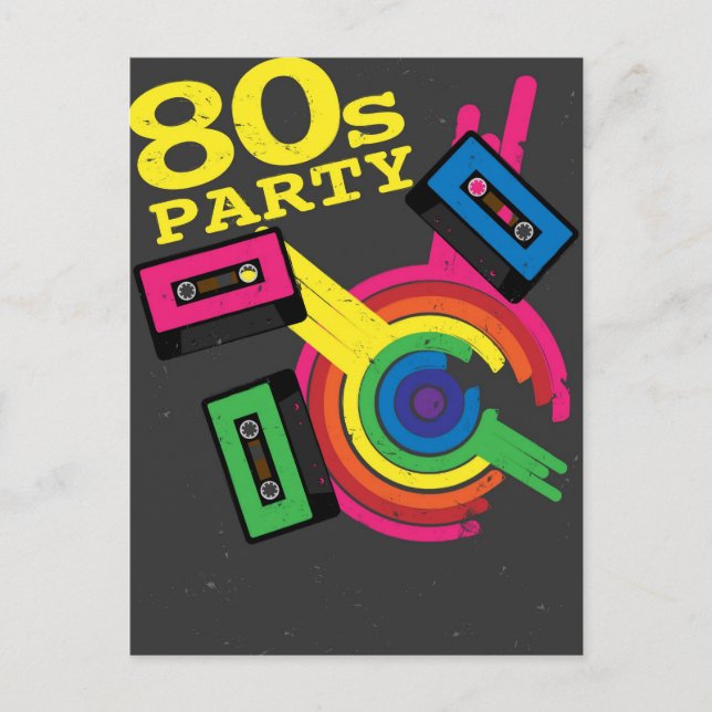 80s party invitation postcard (Front)