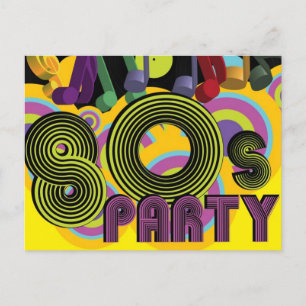 80s Party Invitation Postcard