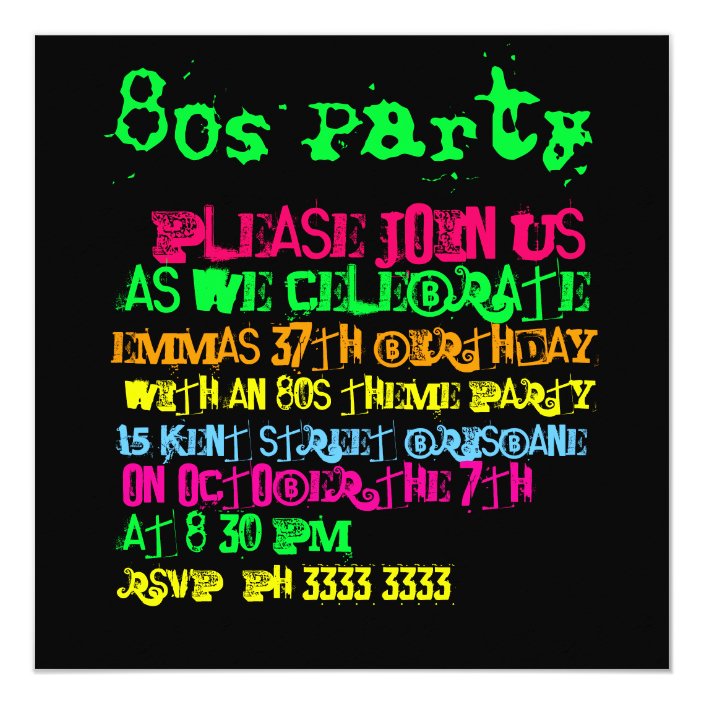 80s Party Invitations Zazzle 80s Party Invitations Zazzle