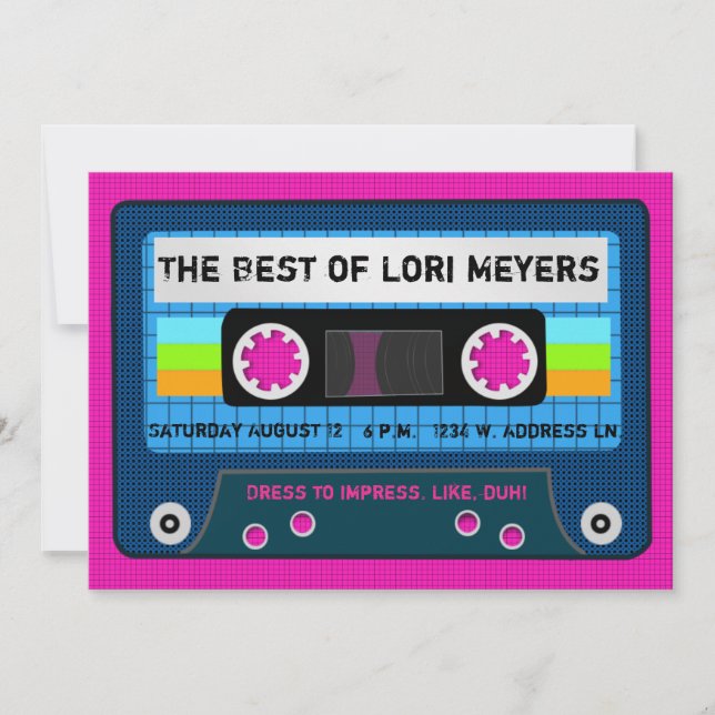 80's Party The Best of Mix Tape Invitation (Front)