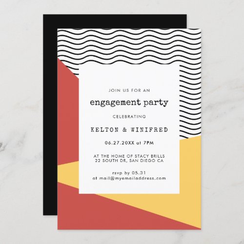 80s Pop art Memphis style engagement party Invitation
