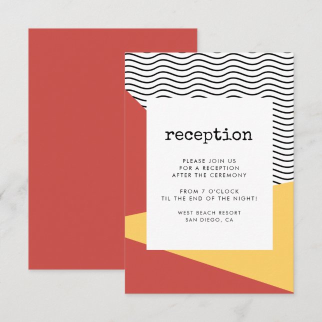 80s Pop art Memphis style reception card (Front/Back)