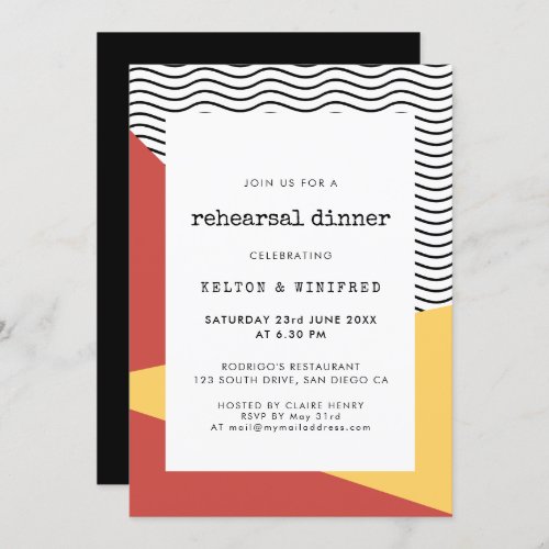 80s Pop art Memphis style rehearsal dinner Invitation