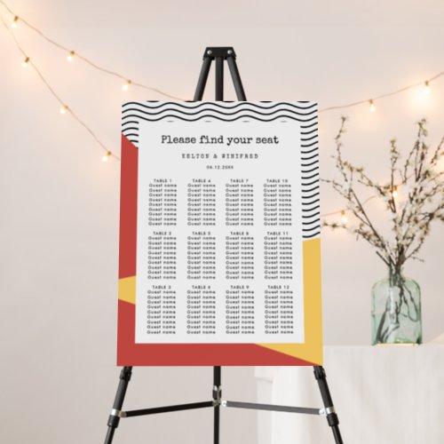 80s Pop art Memphis style seating chart Foam Board