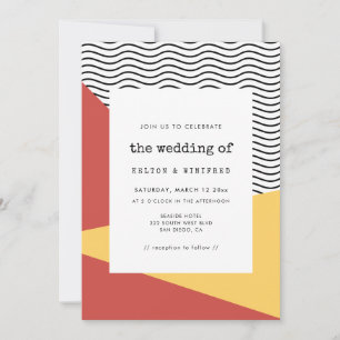 80s Pop art Memphis style wedding invitation