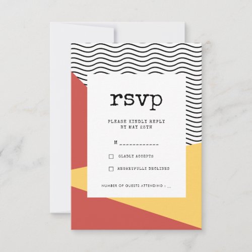 80s Pop art Memphis style wedding RSVP Card