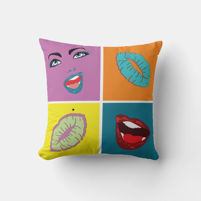 80's Pop Art Throw Pillow (Front)