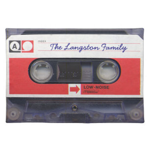 80s Pop Culture Personalized Cassette Tape Cloth Placemat