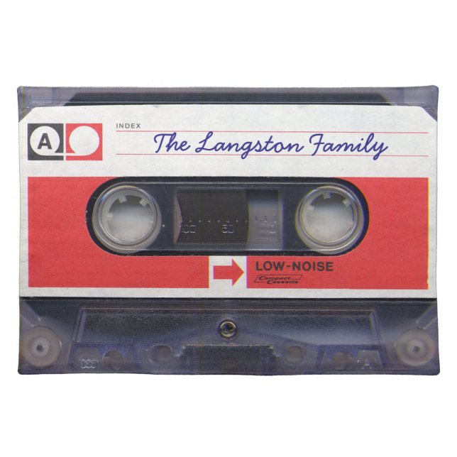 80s Pop Culture Personalized Cassette Tape Cloth Placemat (Front)