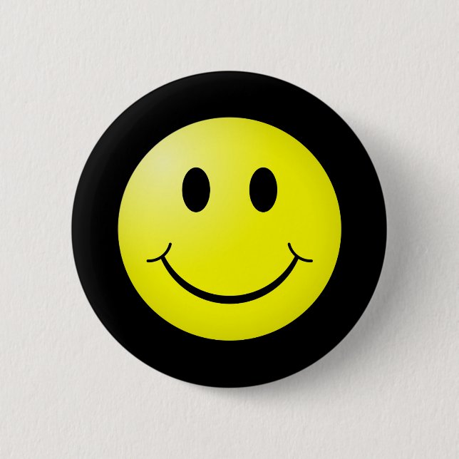 80s Pop Culture Yellow Emoticon Button (Front)