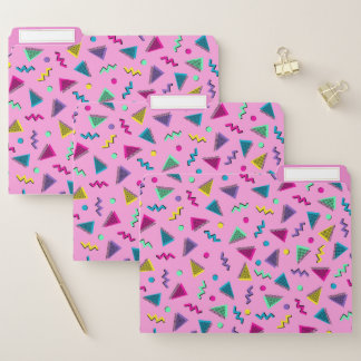 80s Pop Geometric Design Pink File Folder