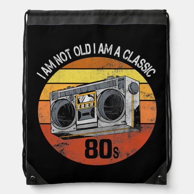 80s Radio Cassette Player Father Day Vintage Drawstring Bag (Front)