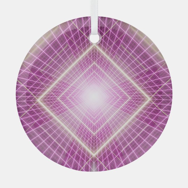 80s Retro: 3D Sci-Fi Background. Glass Ornament (Front)