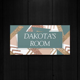 80s Retro Abstract 70s Green and Gold Custom Door Sign