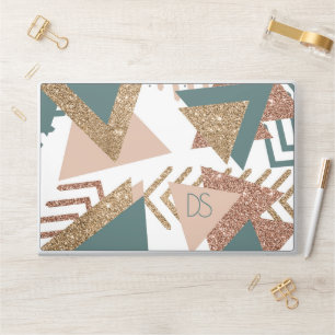 80s Retro Abstract 70s Green and Gold Monogram HP Laptop Skin