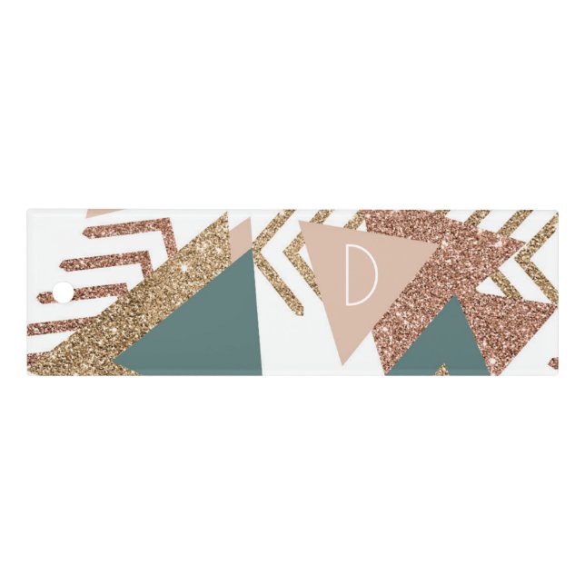 80s Retro Abstract | 70s Green and Gold Monogram Ruler (Front)