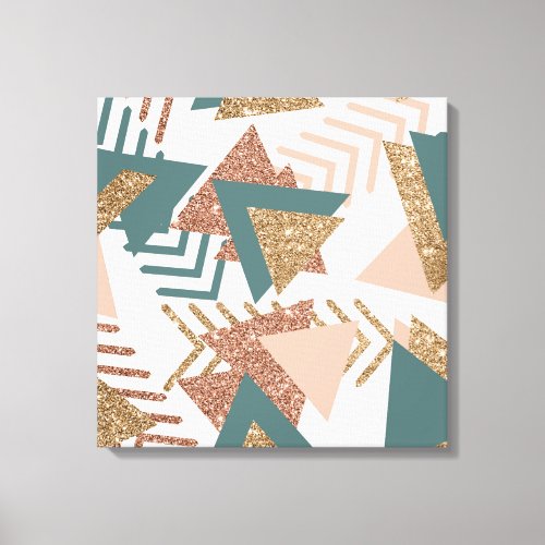 80s Retro Abstract  70s Green and Gold Palette Canvas Print