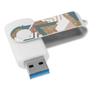 80s Retro Abstract 70s Green and Gold Palette Flash Drive