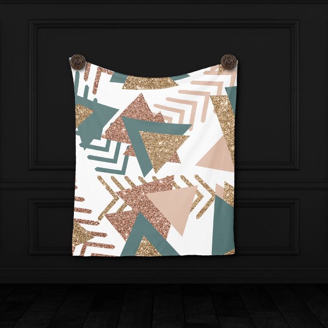 80s Retro Abstract | 70s Green and Gold Palette Fleece Blanket (Creator Uploaded)