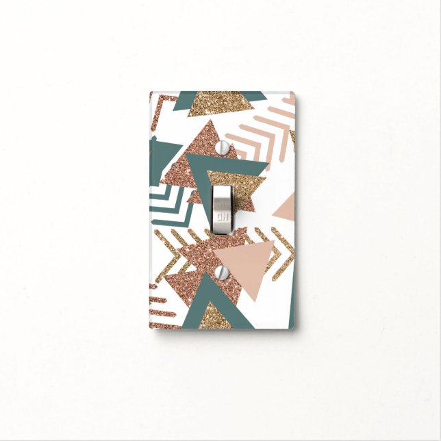 80s Retro Abstract | 70s Green and Gold Palette Light Switch Cover (In Situ)