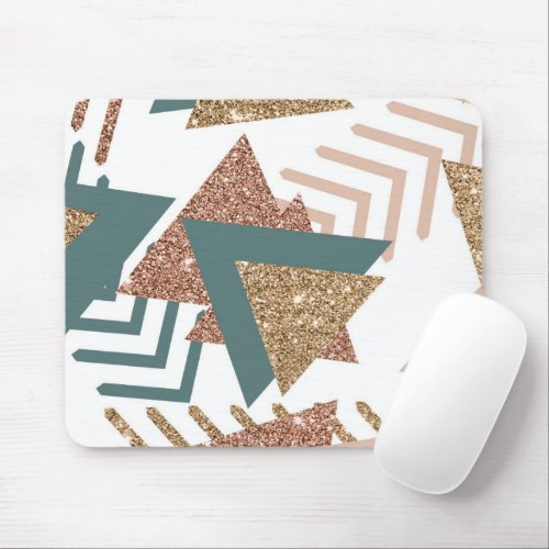 80s Retro Abstract  70s Green and Gold Palette Mouse Pad