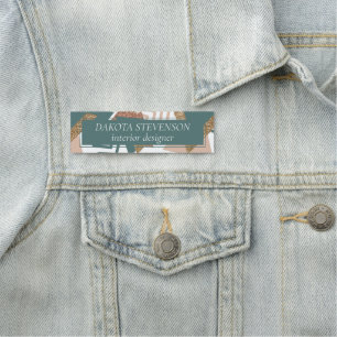 80s Retro Abstract 70s Green and Gold Palette Name Tag