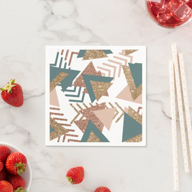 80s Retro Abstract | 70s Green and Gold Palette Napkins (Insitu)