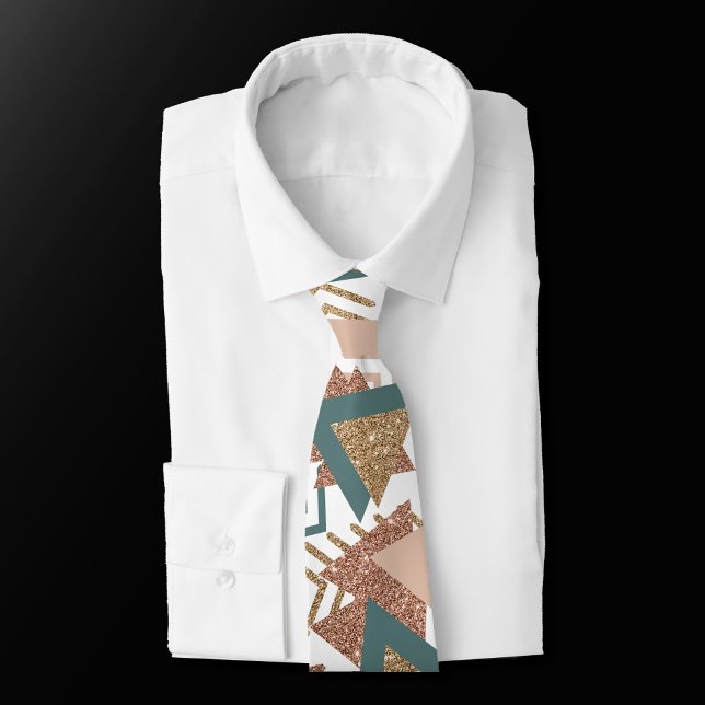 80s Retro Abstract | 70s Green and Gold Palette Neck Tie (Creator Uploaded)