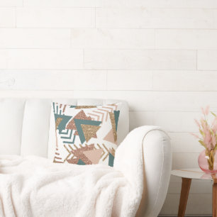 80s Retro Abstract 70s Green and Gold Palette Throw Pillow