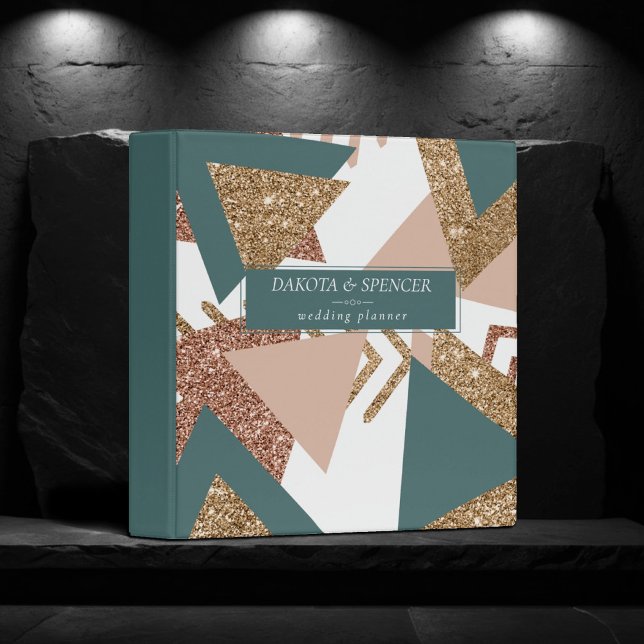 80s Retro Abstract | 70s Green and Gold Planner 3 Ring Binder (Creator Uploaded)