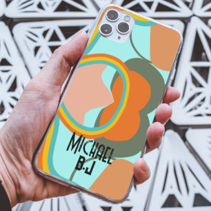 80s Retro aesthetic Abstract Custom monogram name iPhone 13 Pro Max Case