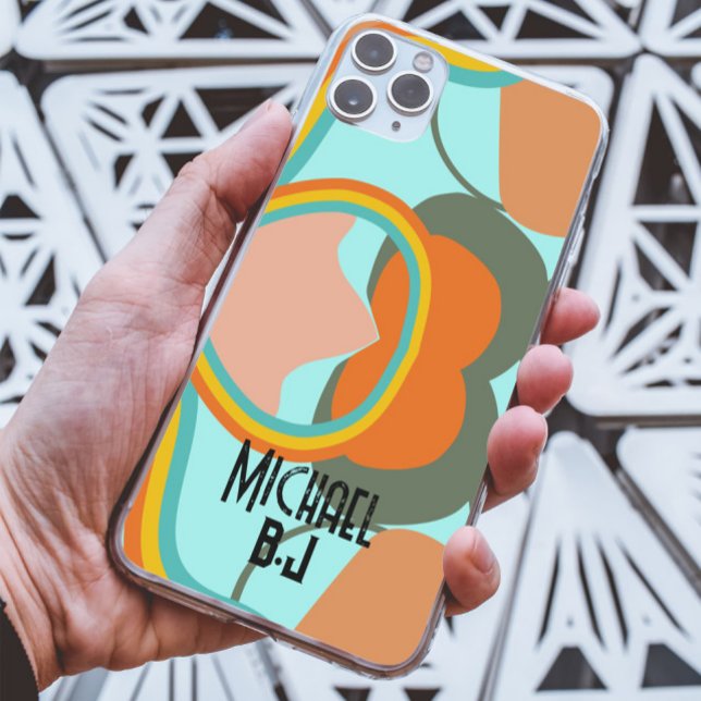 80s Retro aesthetic Abstract Custom monogram name Case-Mate iPhone Case (Creator Uploaded)
