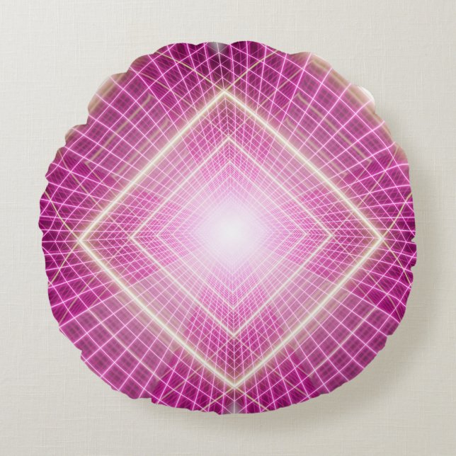 80s retro and sci fi pop art scene. round pillow (Front)