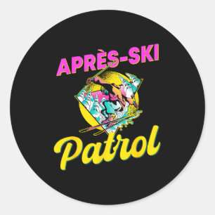 80s retro apres-ski patrol wear 90s skiing  classic round sticker