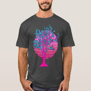 80s Retro Art Japan Sakura Tree Vaporwave Cherry B T-Shirt