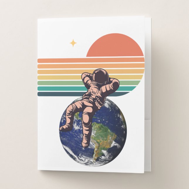 80s Retro Astronaut Pocket Folder (Front)