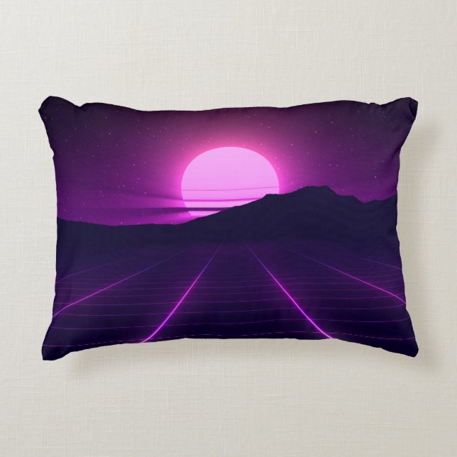 80s Retro Background Illustartion with 3D elements Accent Pillow (Front)
