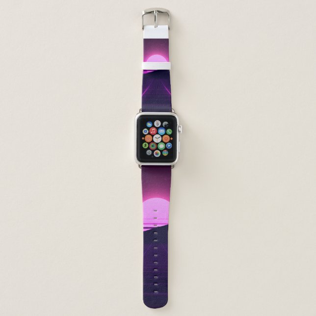80s Retro Background Illustartion with 3D elements Apple Watch Band (Front)