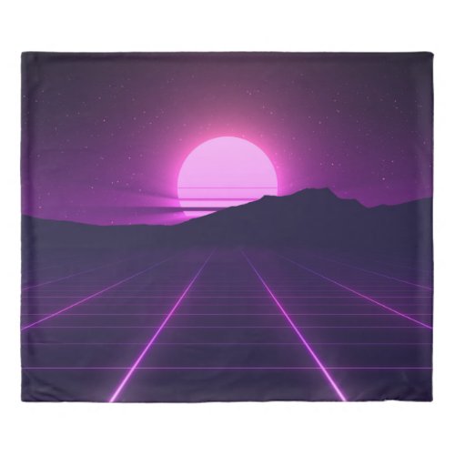 80s Retro Background Illustartion with 3D elements Duvet Cover