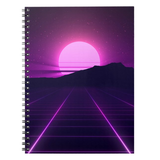80s Retro Background Illustartion with 3D elements Notebook (Front)