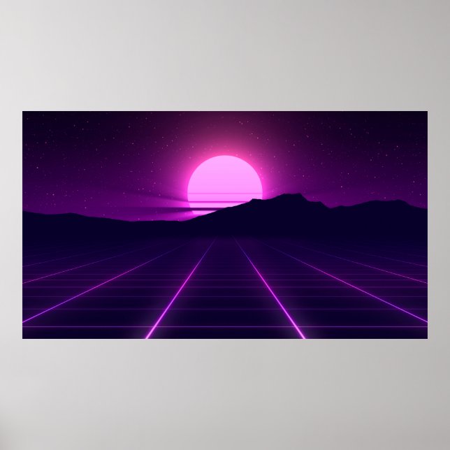 80s Retro Background Illustartion with 3D elements Poster (Front)