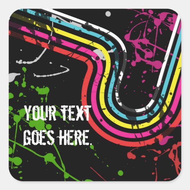 80's Retro Birthday Party favor sticker (Front)