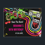 80's Retro Birthday Party Save The Date Postcard<br><div class="desc">80's Retro Birthday Party Save The Date Postcard. Customize with any text.</div>