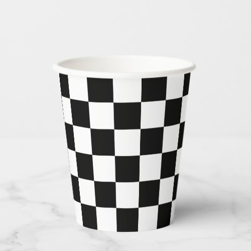 80s Retro Black and White Checkered Paper Cups