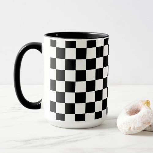 80s Retro Black and White Checkered Pattern Mug