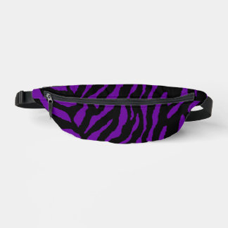 80s RETRO BLACK PURPLE TIGER STRIPES FANNY PACK